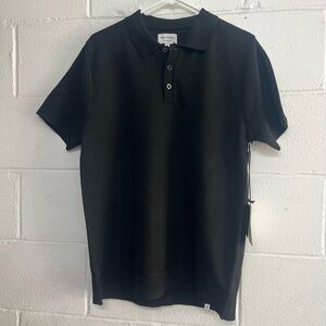 Black textured Short-Sleeve Polo Shirt